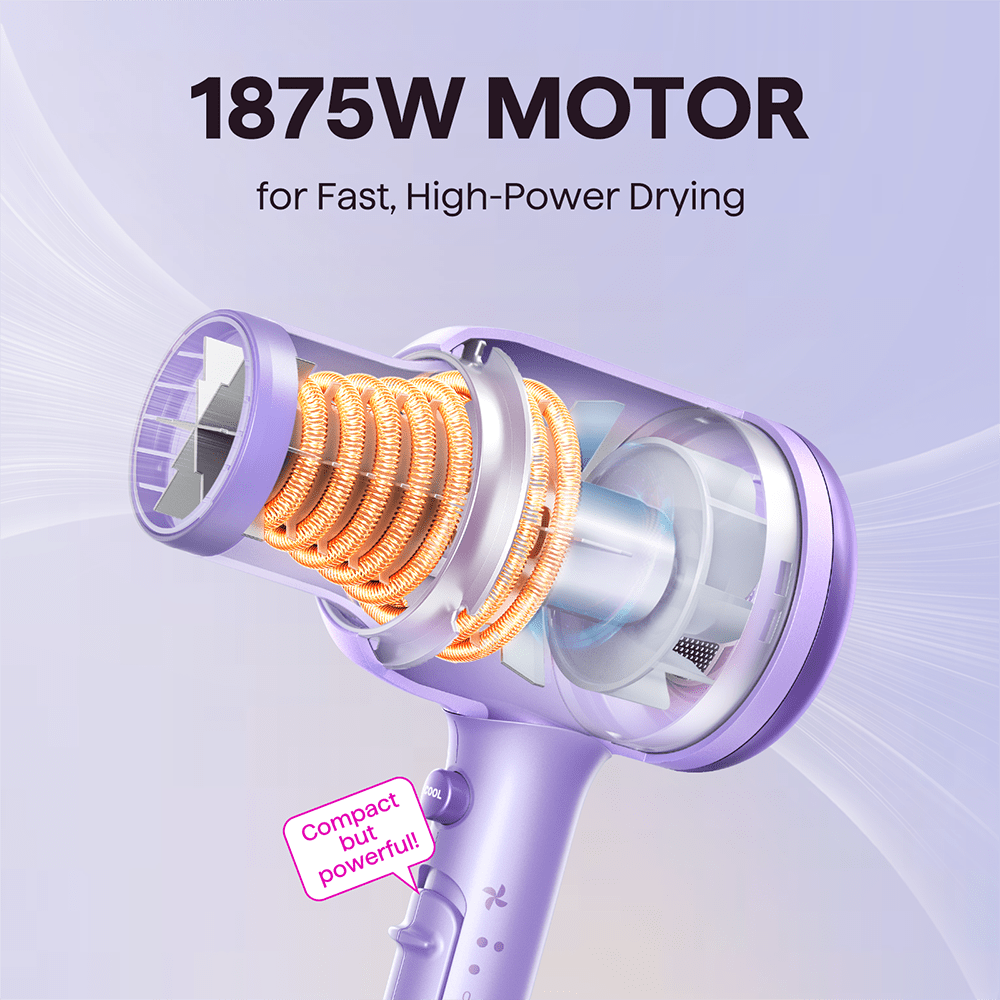 Purple Blown Away with 1875W motor on a light purple background