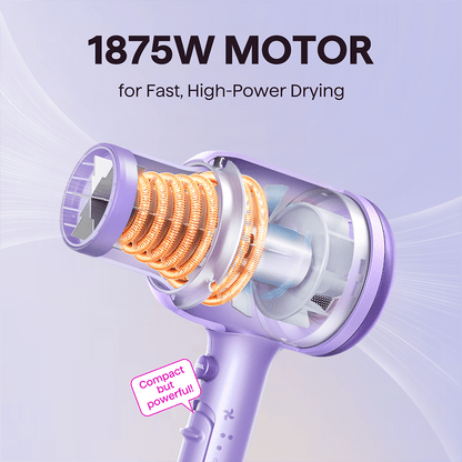 Purple Blown Away with 1875W motor on a light purple background
