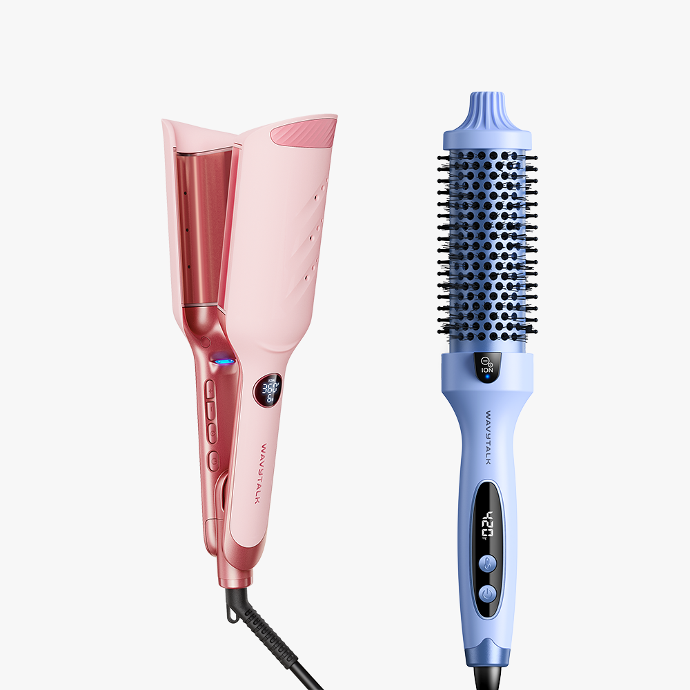 Pink Power Wave and Blue Blowout Boost on a white background